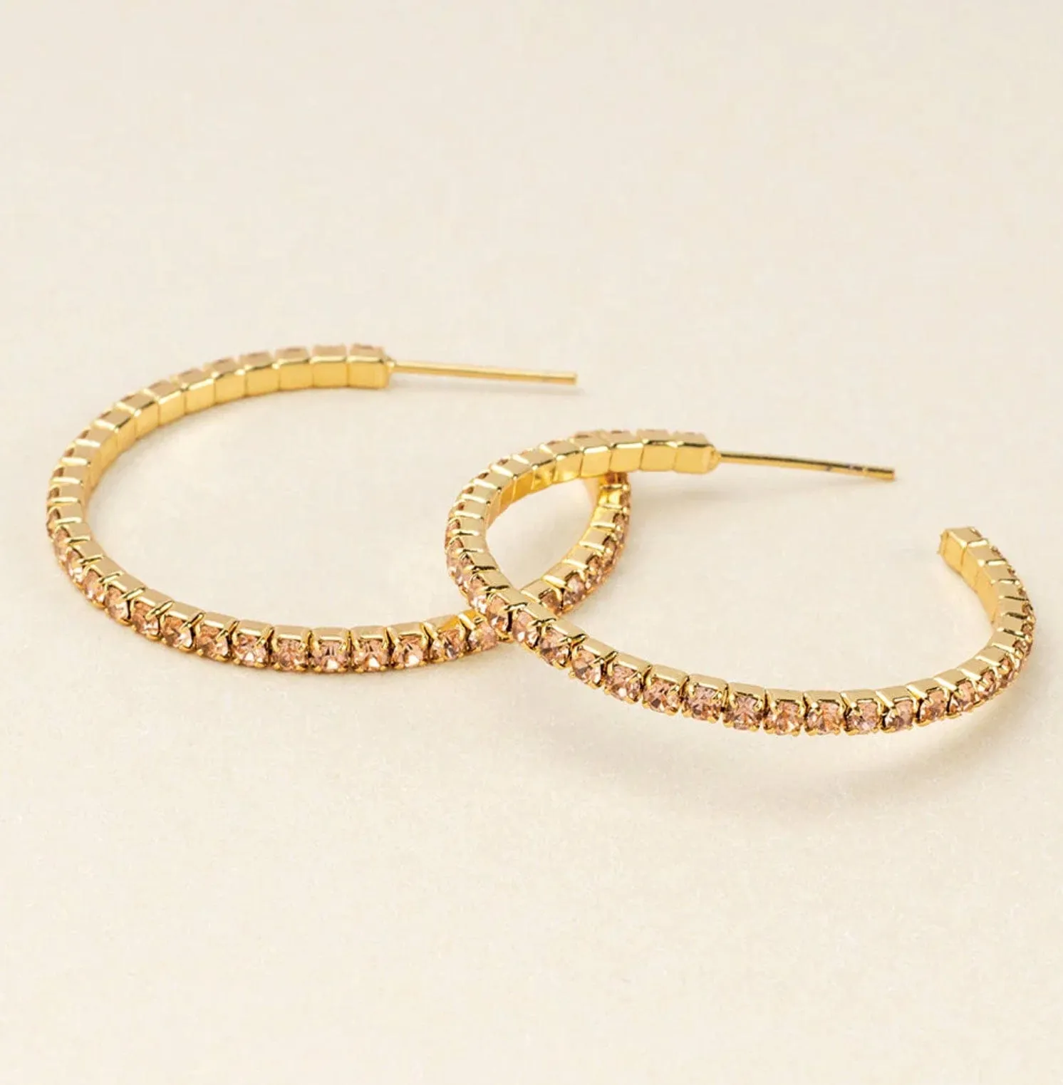 Champagne Rhinestone Hoop Earring