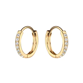 Cherished Moments 14K Gold-Plated Huggie Hoop Kids Earrings with CZs