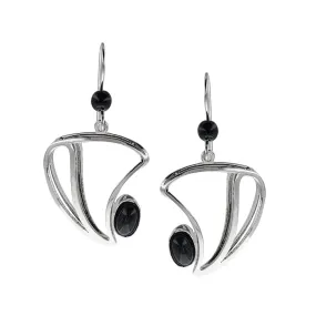 Christophe Poly Sliding Silver Black Earrings