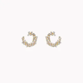 Classic Diamond Sideways Cluster Mini Hoops