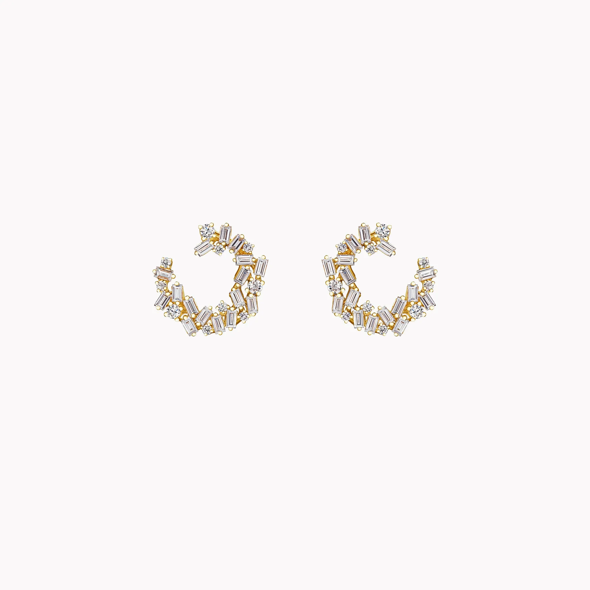 Classic Diamond Sideways Cluster Mini Hoops