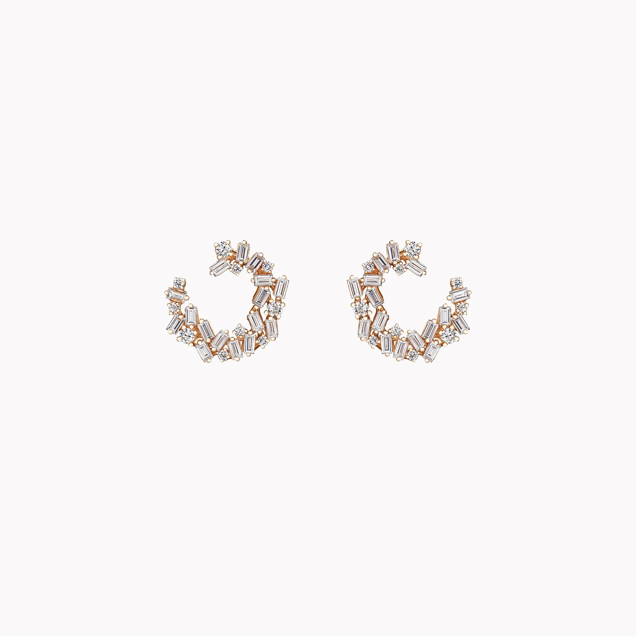 Classic Diamond Sideways Cluster Mini Hoops