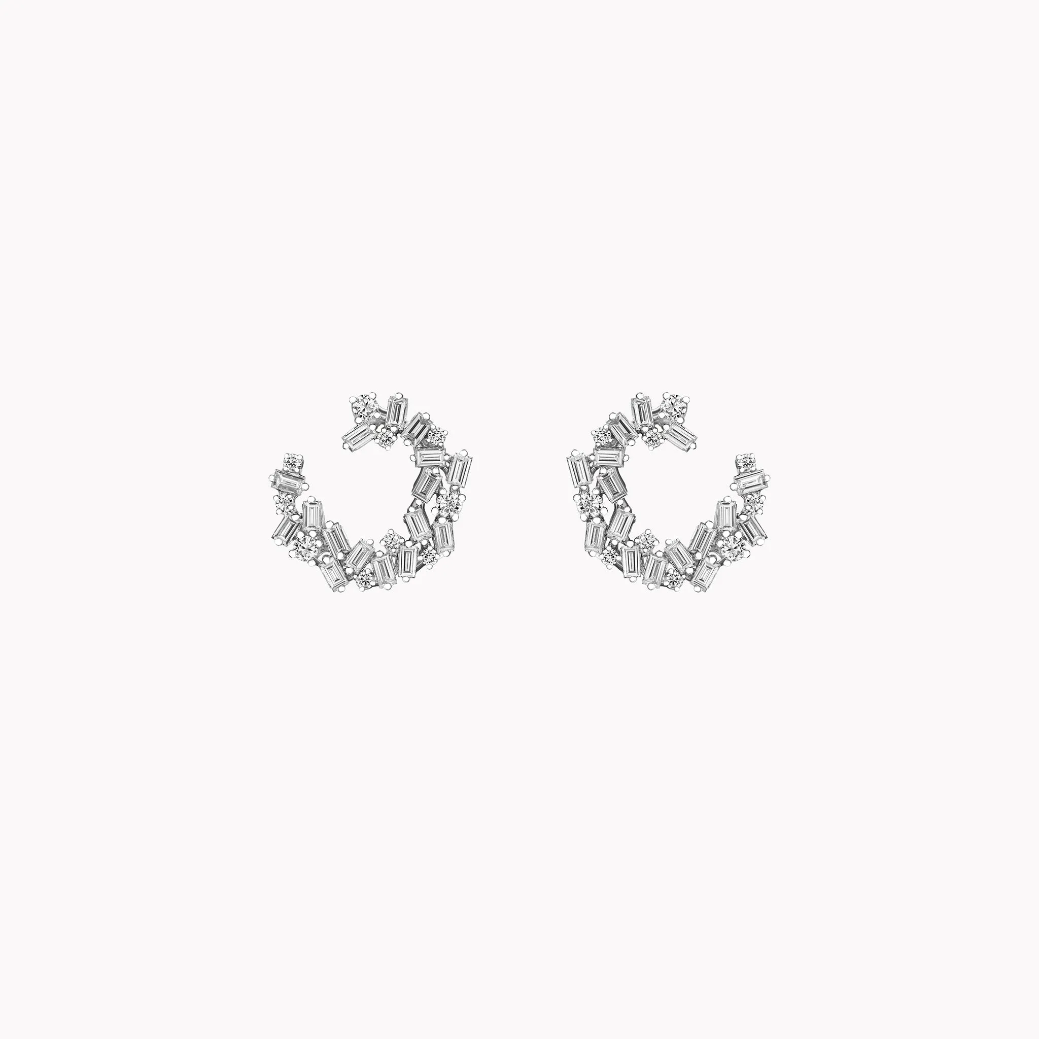 Classic Diamond Sideways Cluster Mini Hoops