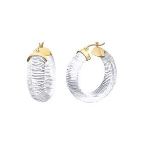 Clear Diamond Cut Wide Lucite Hoop Earrings