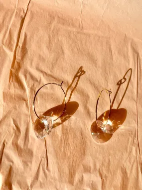 CLEAR SWAROSKI HEARTS HOOPS