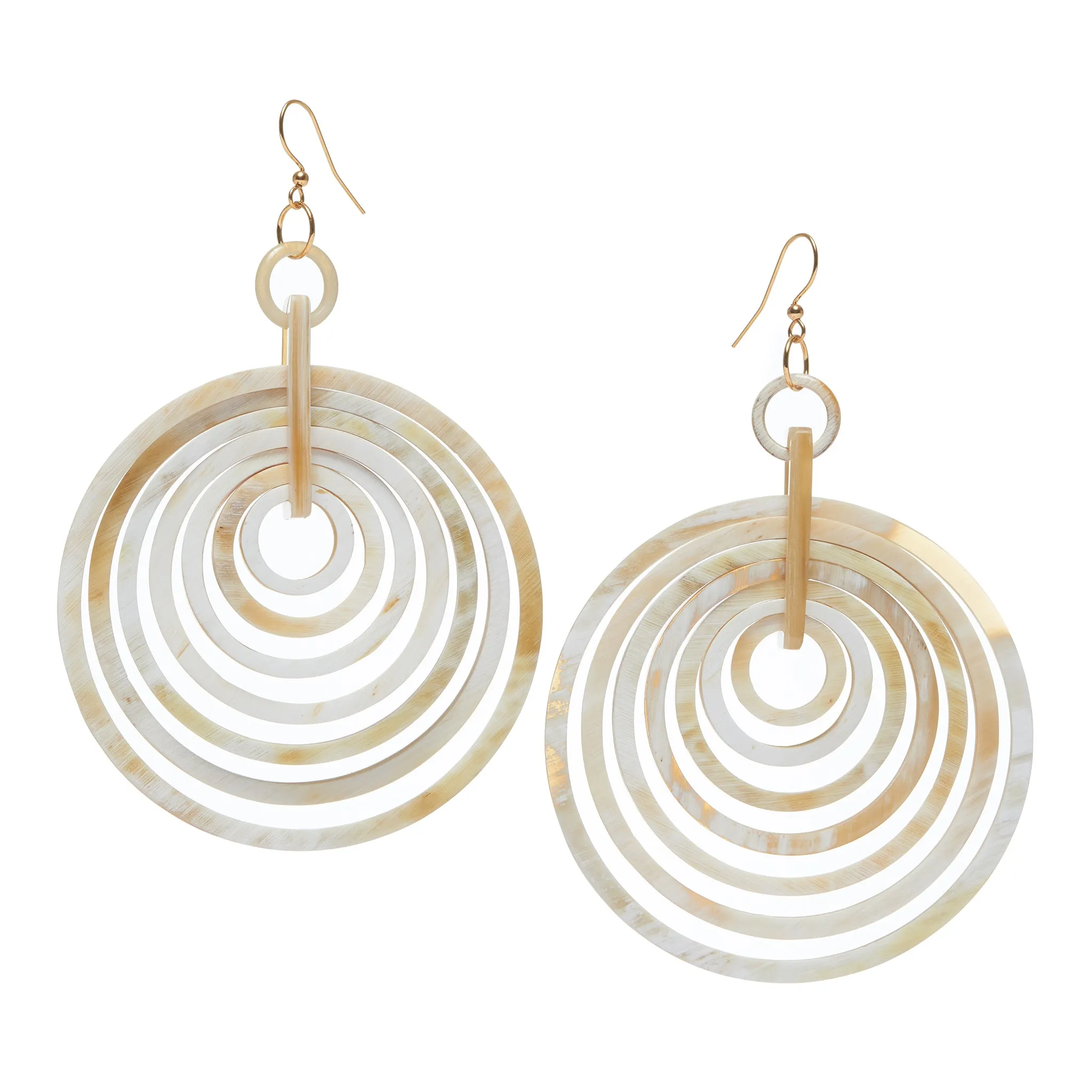 Elegant Concentric Circle Horn Earrings - Stylish Bohemian Statement Jewelry