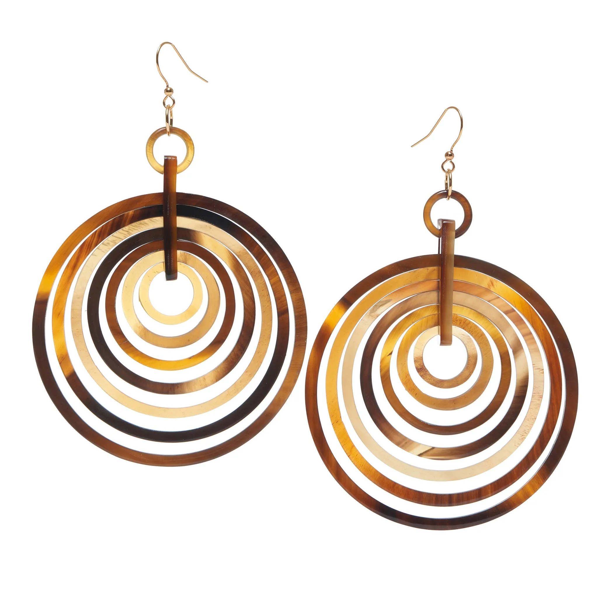 Elegant Concentric Circle Horn Earrings - Stylish Bohemian Statement Jewelry