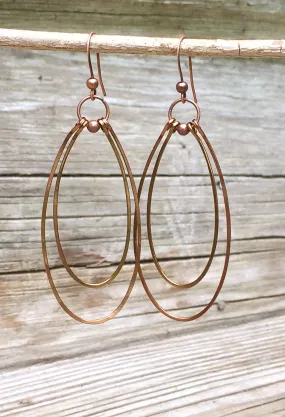 Copper Hoop Earrings, Hammered Copper Jewelry, Copper Earrings, Boho Earrings, Bohemian Earrings, Rustic Copper Hoop Earrings