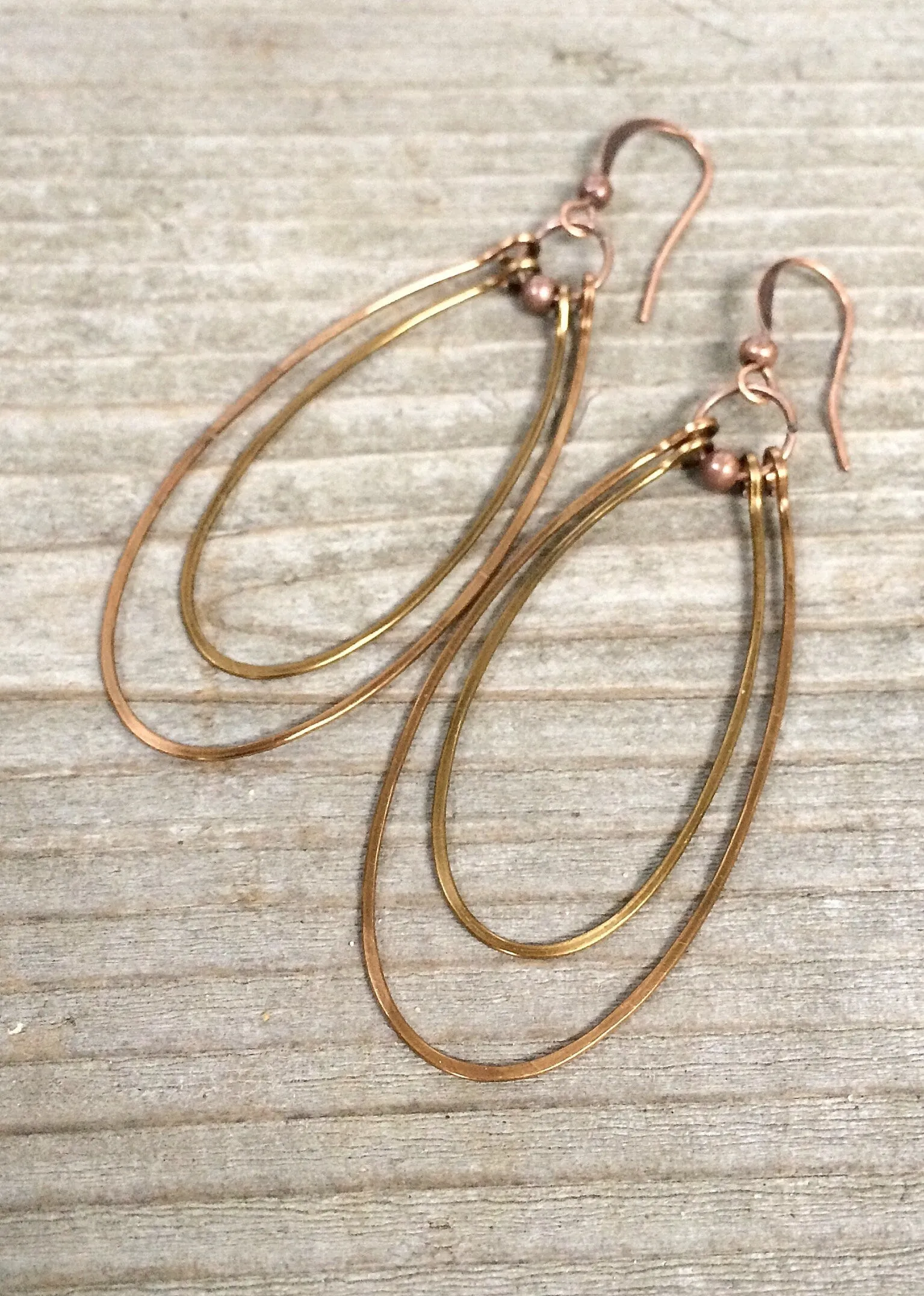 Copper Hoop Earrings, Hammered Copper Jewelry, Copper Earrings, Boho Earrings, Bohemian Earrings, Rustic Copper Hoop Earrings