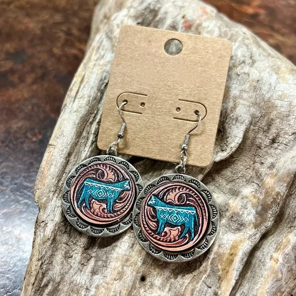 Cow Western Dangle Earrings