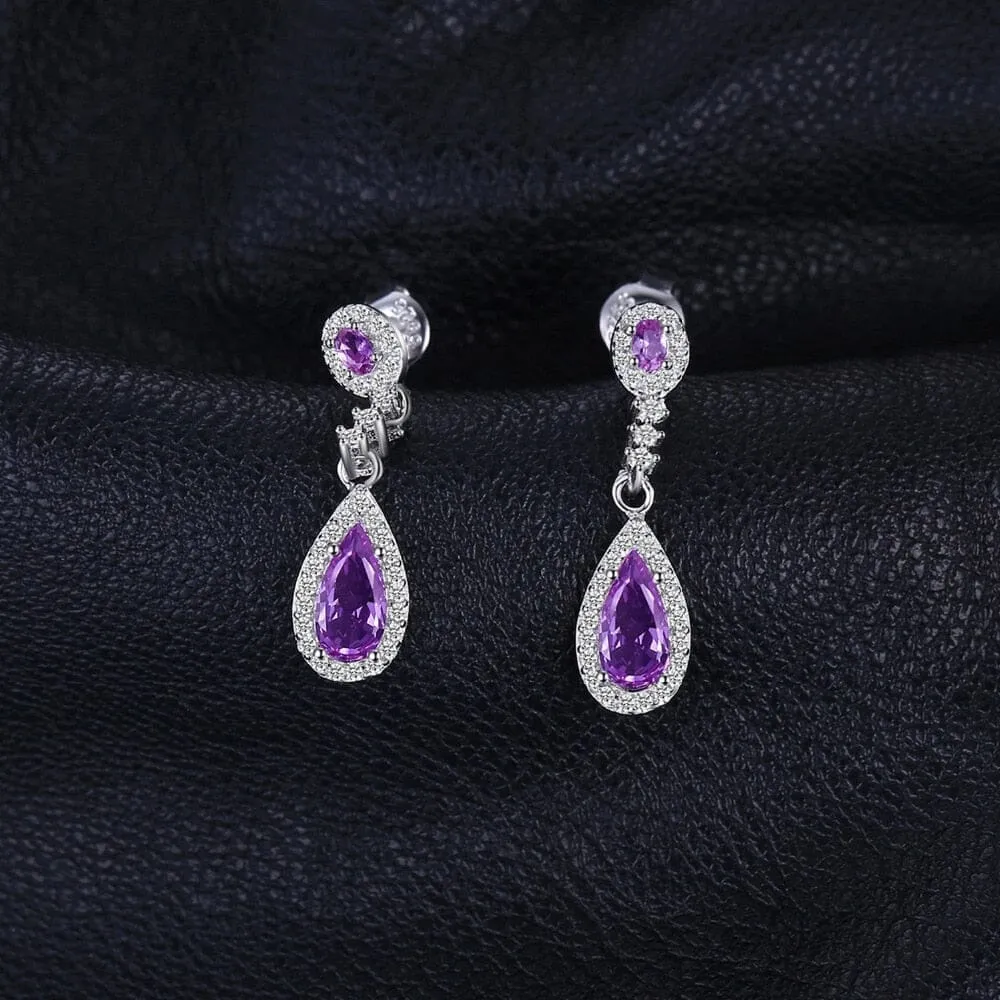 Created Alexandrite Sapphire Silver Drop Earrings