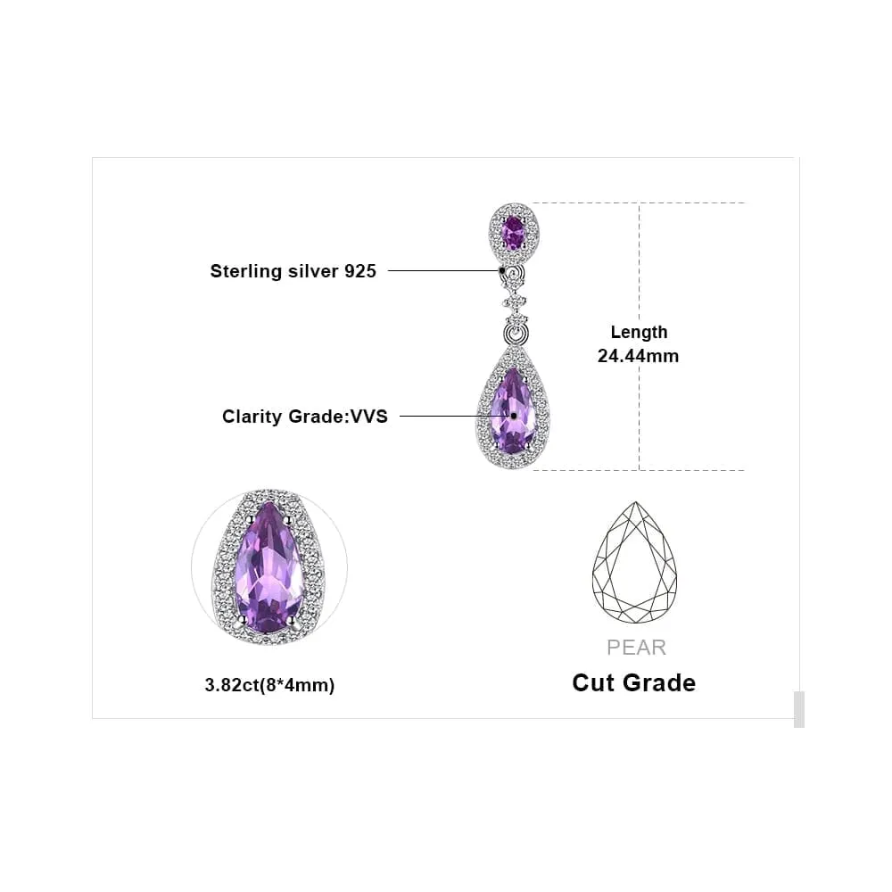 Created Alexandrite Sapphire Silver Drop Earrings