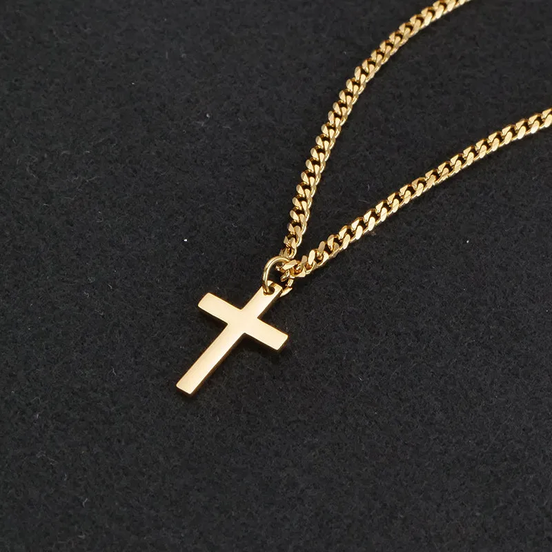 Cross Necklace 3mm Cuban Chain Necklace For Man Cross Pendant Necklace Gifts For Him Mens Father's Day Gift