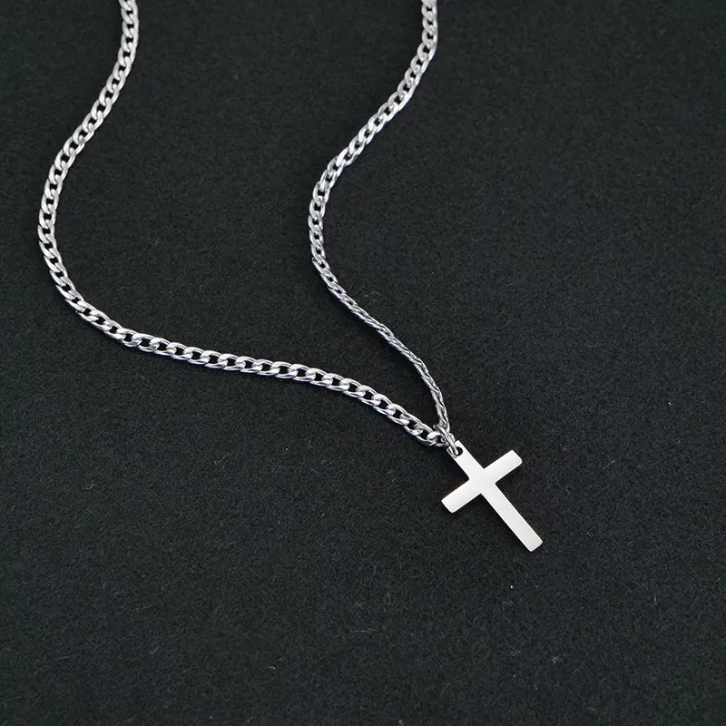 Cross Necklace 3mm Cuban Chain Necklace For Man Cross Pendant Necklace Gifts For Him Mens Father's Day Gift