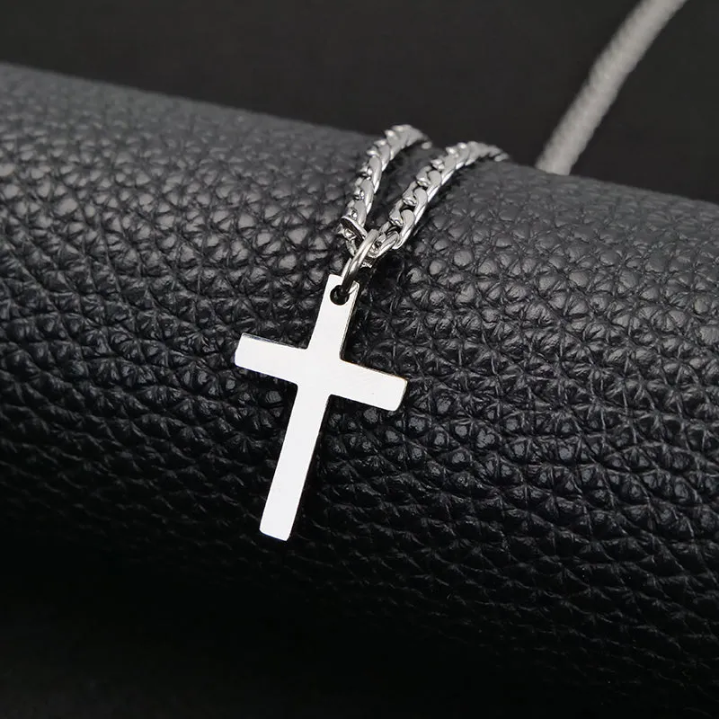 Cross Necklace 3mm Cuban Chain Necklace For Man Cross Pendant Necklace Gifts For Him Mens Father's Day Gift