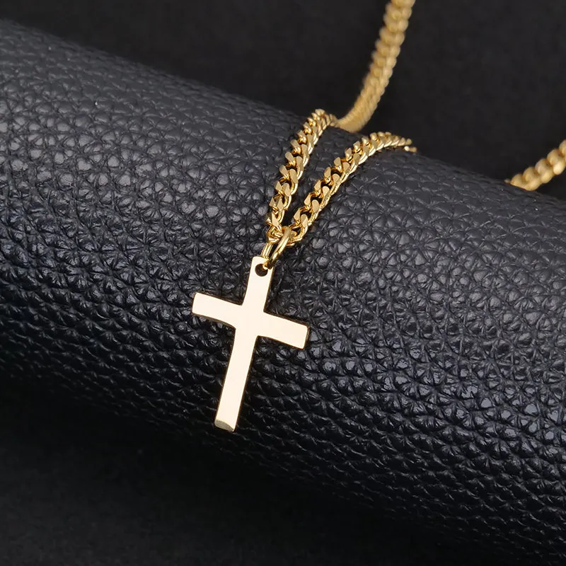 Cross Necklace 3mm Cuban Chain Necklace For Man Cross Pendant Necklace Gifts For Him Mens Father's Day Gift