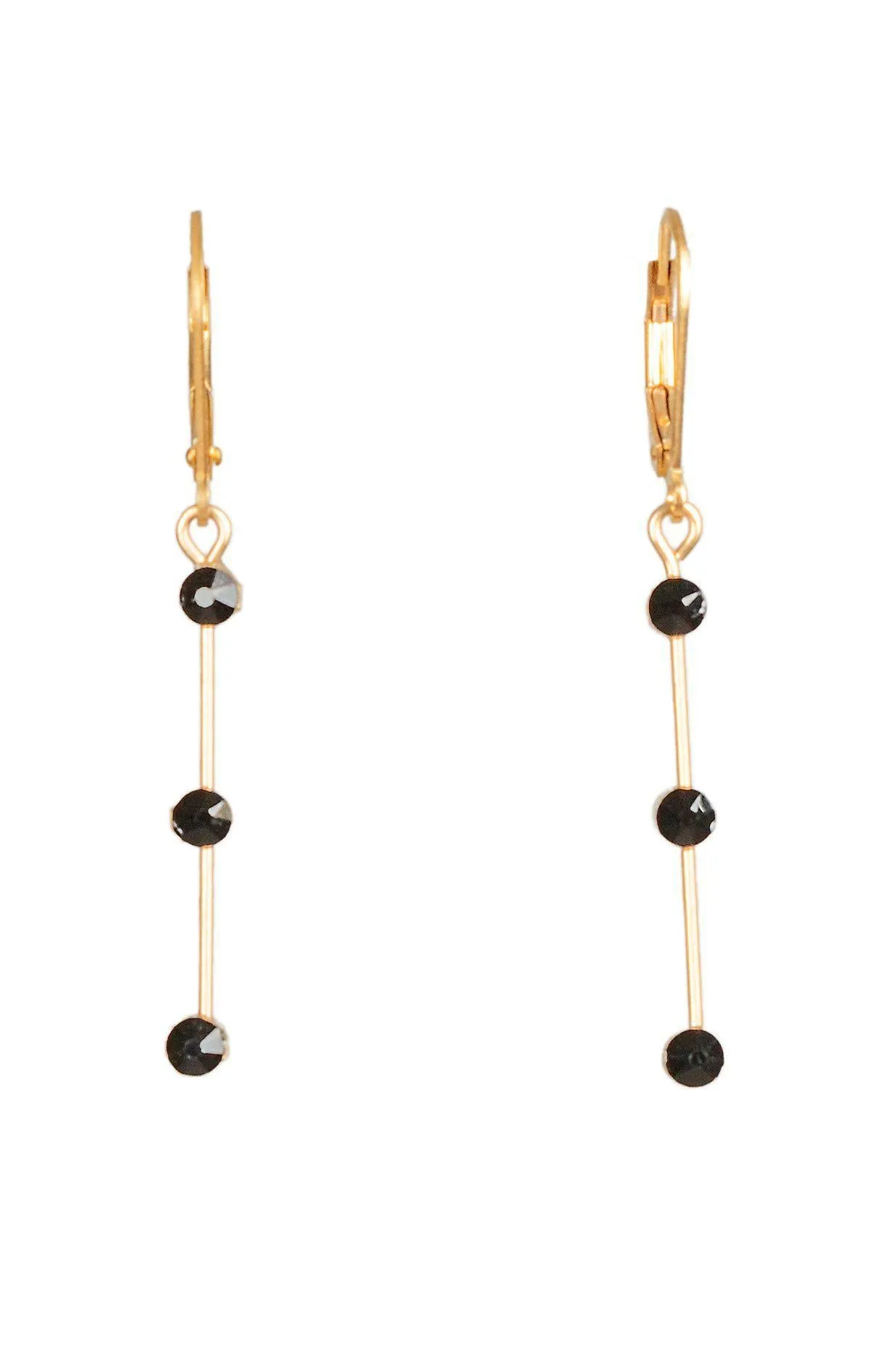 Crystal 3 Balance Point Bar Hook Earrings