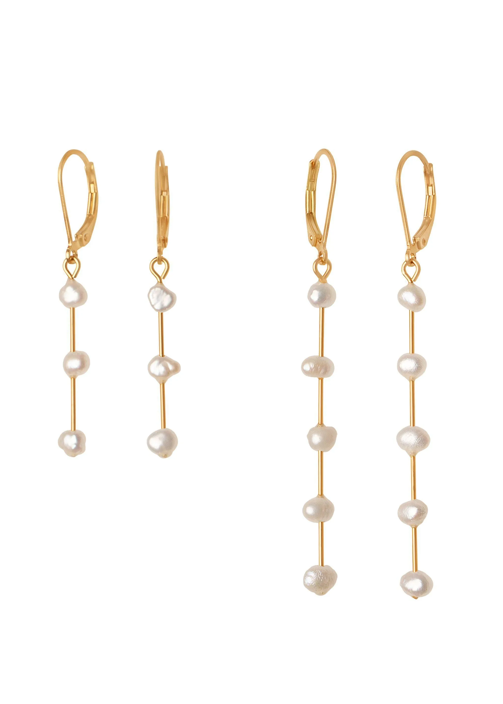 Crystal 3 Balance Point Bar Hook Earrings