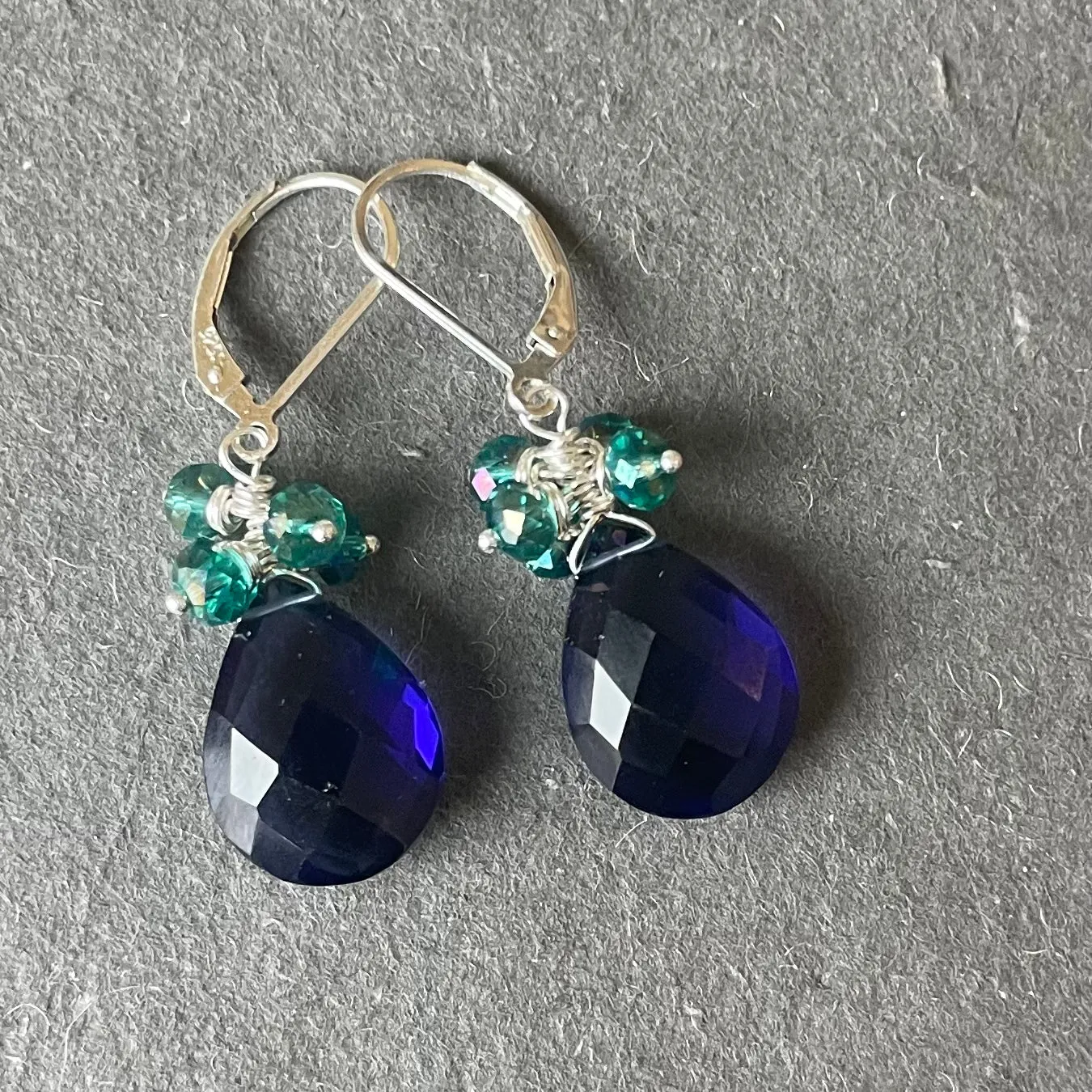 Deep Tanzanite Quartz and Kyanite Crystal Dangles