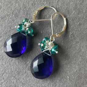 Deep Tanzanite Quartz and Kyanite Crystal Dangles