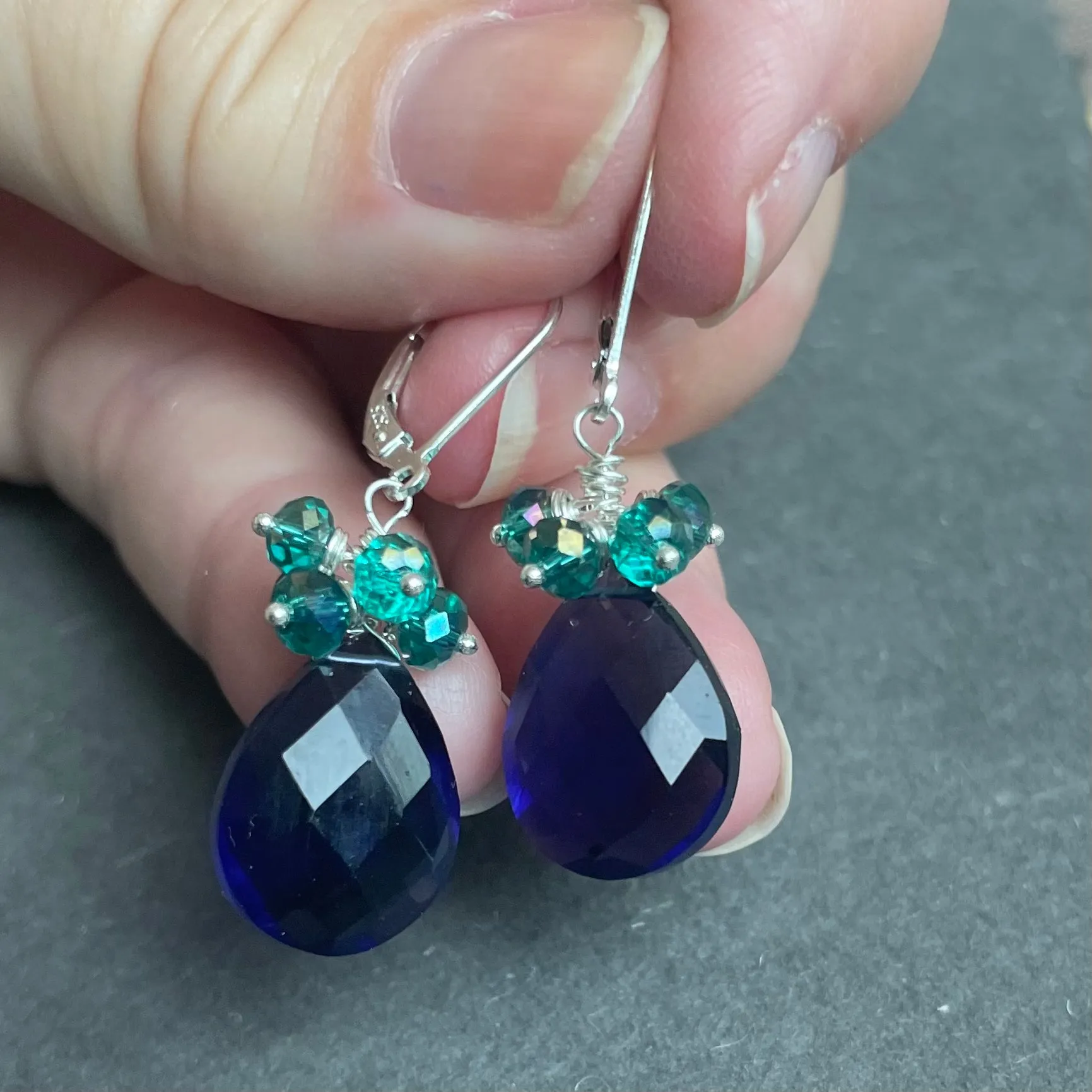 Deep Tanzanite Quartz and Kyanite Crystal Dangles