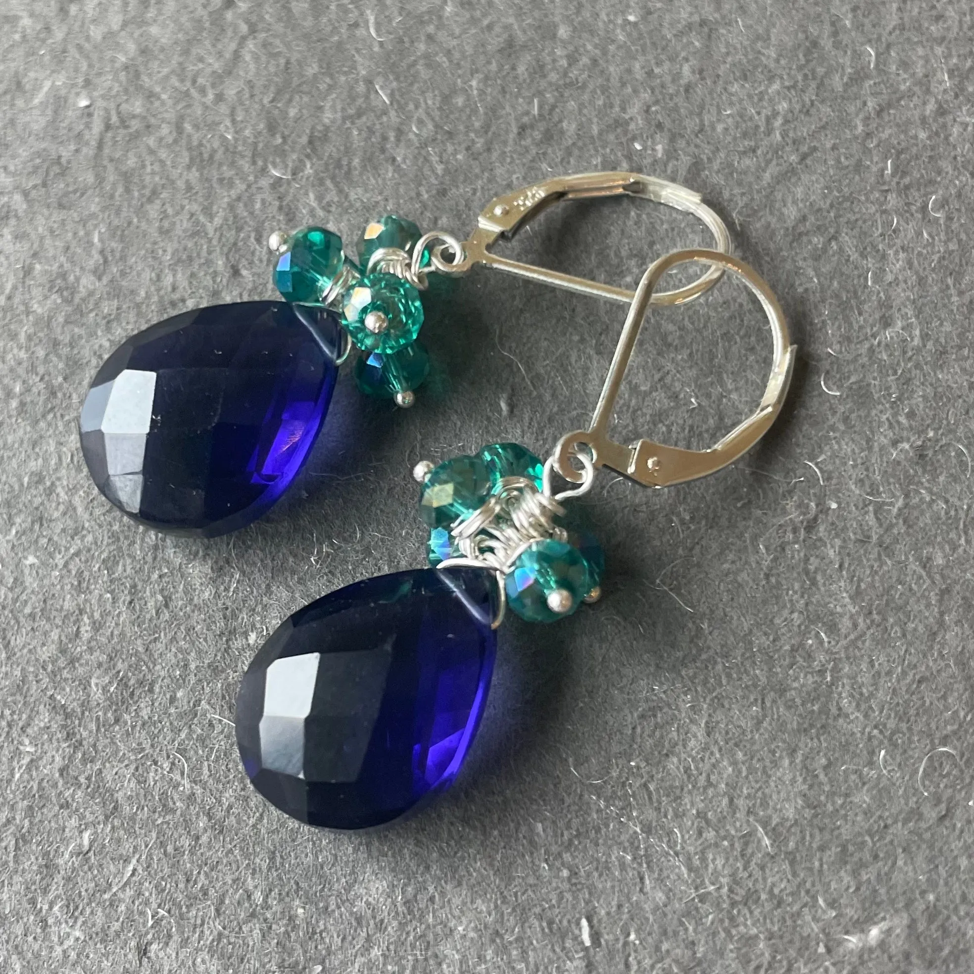 Deep Tanzanite Quartz and Kyanite Crystal Dangles