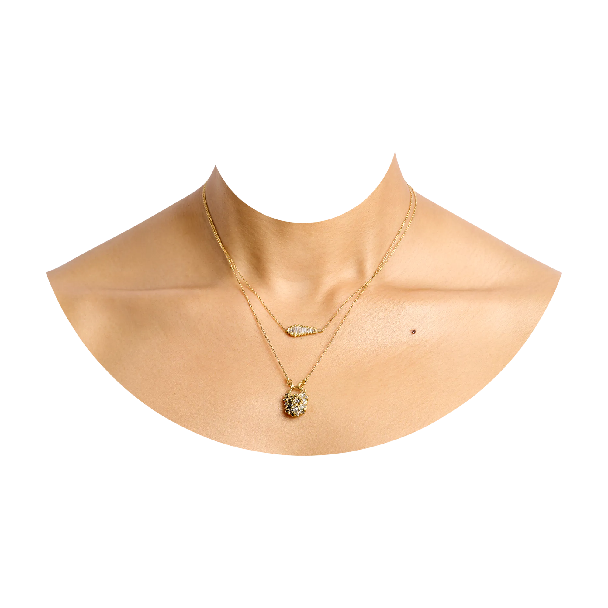 Diamond Baguette Shard Necklace - 11368