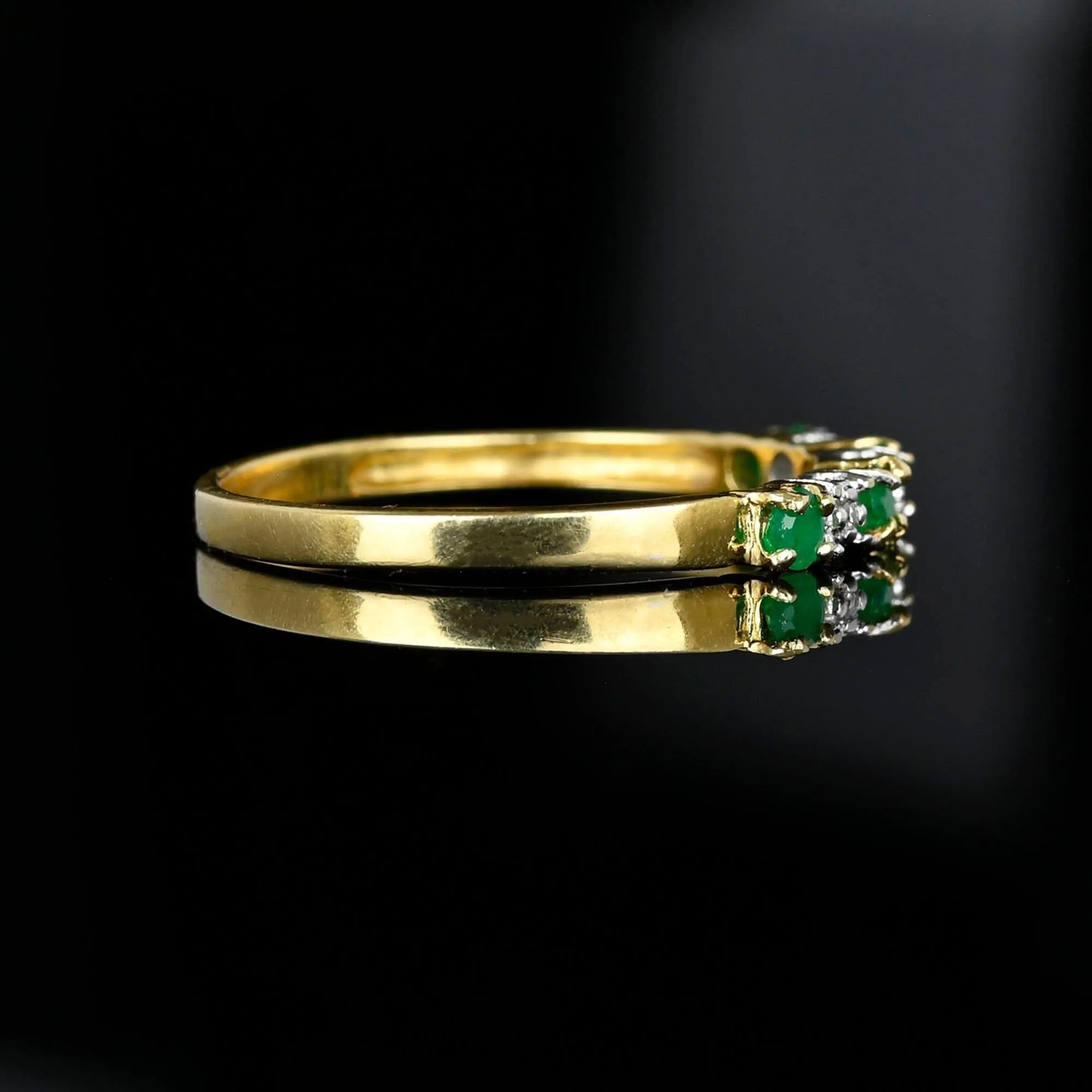 Diamond Emerald Half Eternity Wedding Band Ring