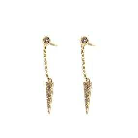 Diamond Spike Dangle Chain Earrings