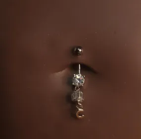 Diamond Square Dangle Navel Belly Piercing