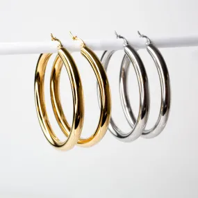 Disco Hollow Hoop Earrings