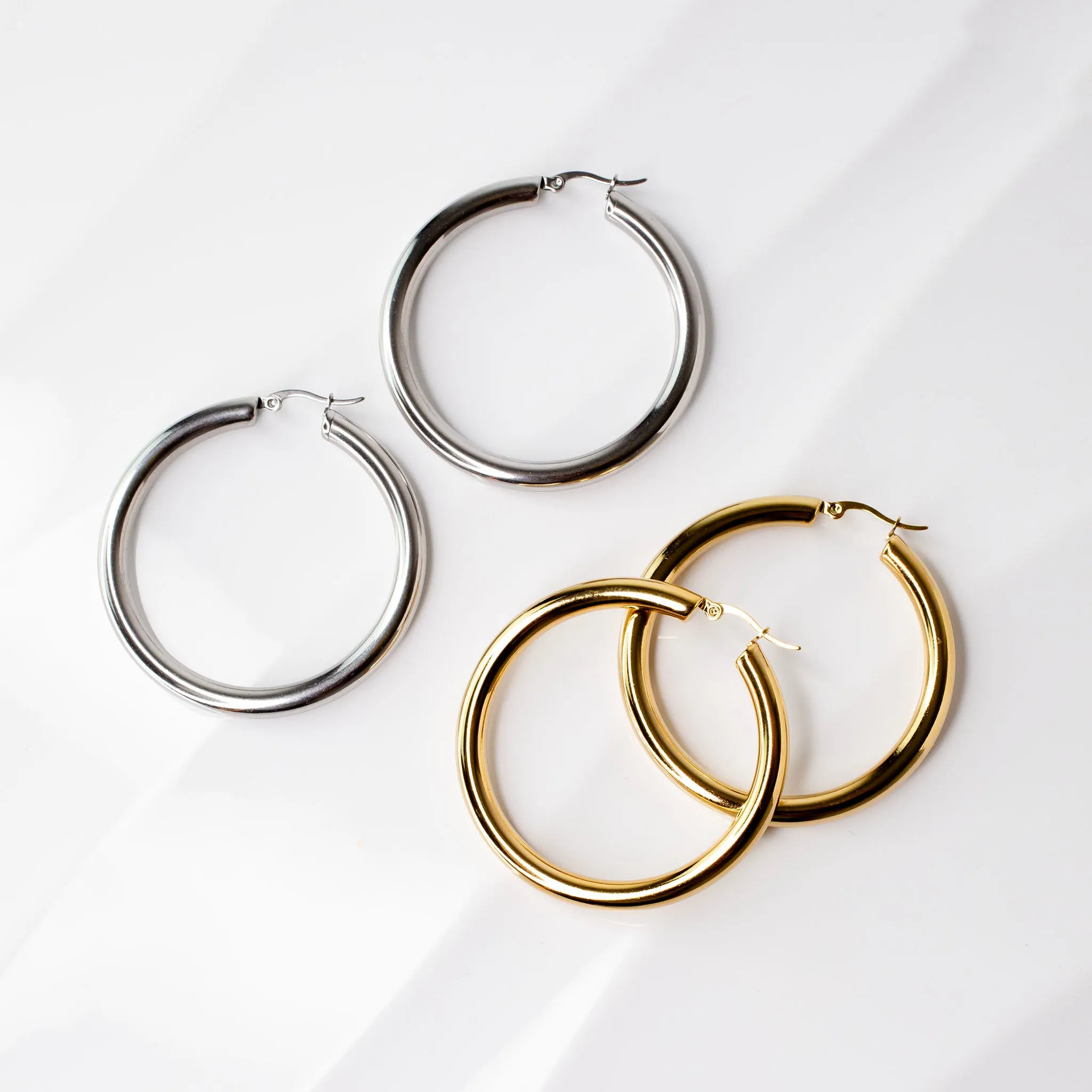 Disco Hollow Hoop Earrings