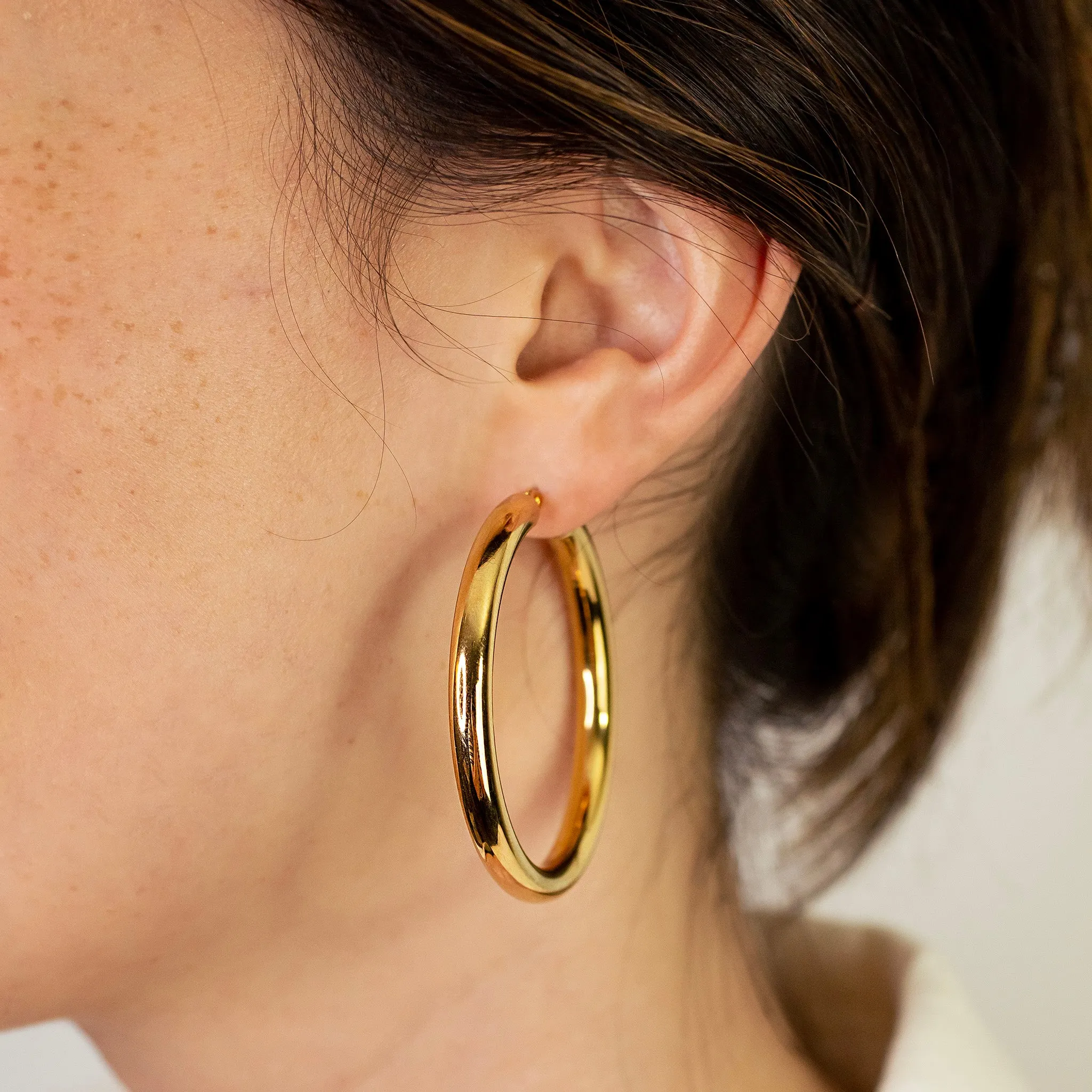 Disco Hollow Hoop Earrings