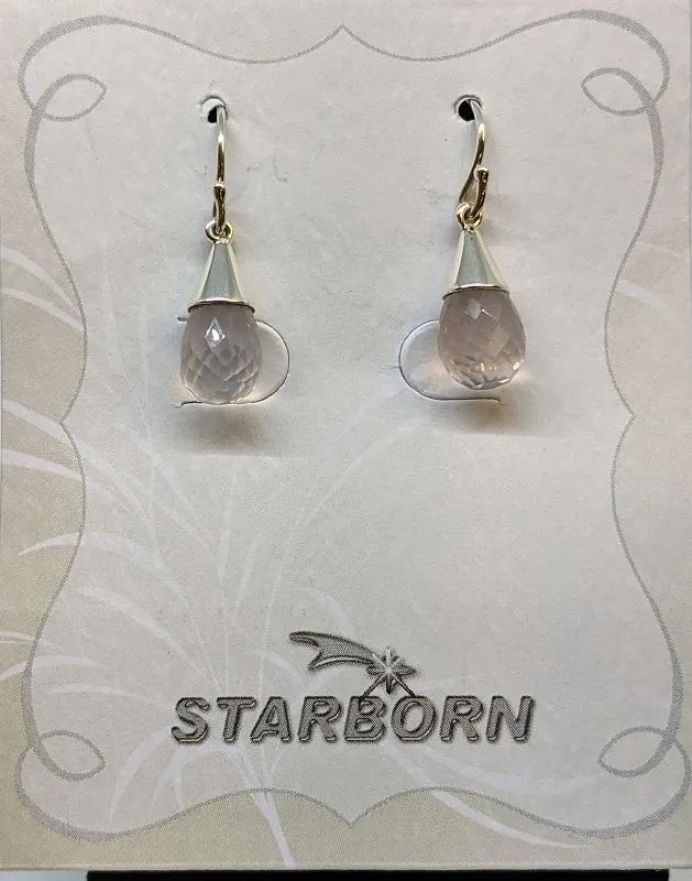 Earrings, SS Rose Quartz Dangl