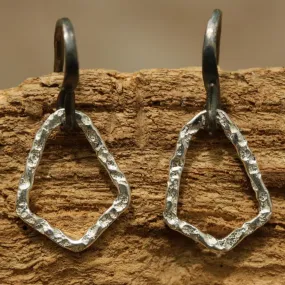 Earrings Sterling silver freeform hoops with hammered textures and oxidized silver hooks