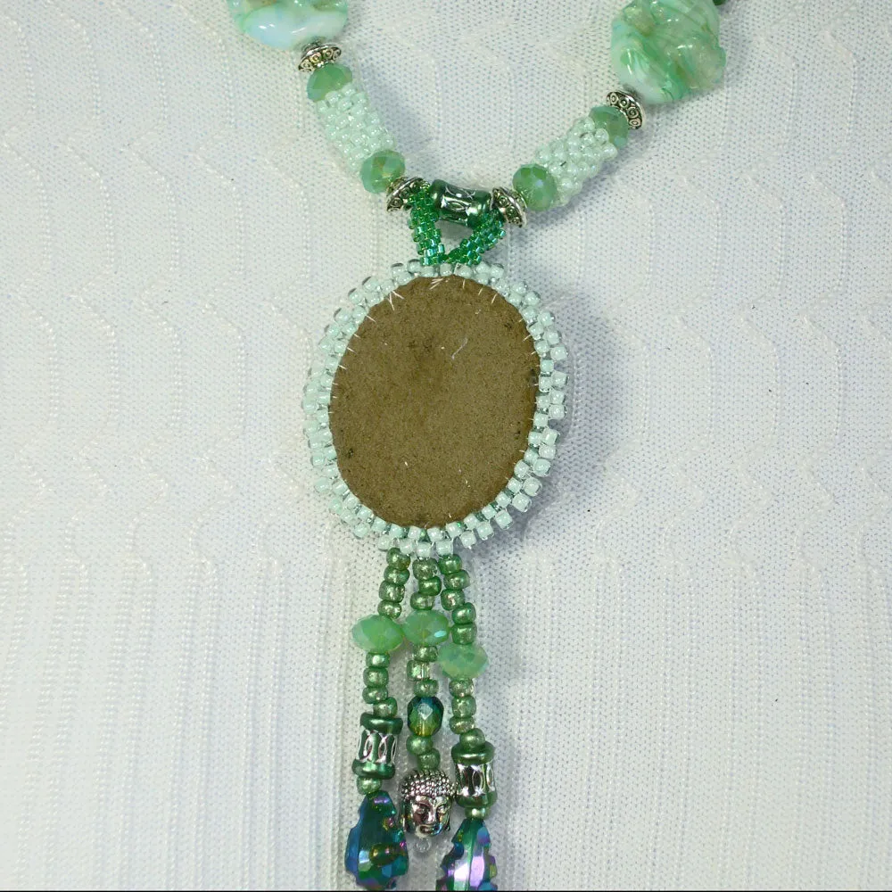 Edelmire Bead Embroidery Cabochon, Beaded Jewelry, Pendant, Necklace