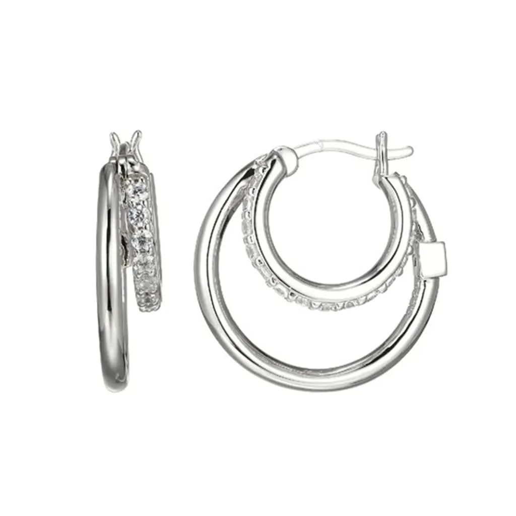 Elle Simpatico CZ Double Hoop Earrings