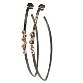 Elongated Diamond Bezel Cluster Hoops