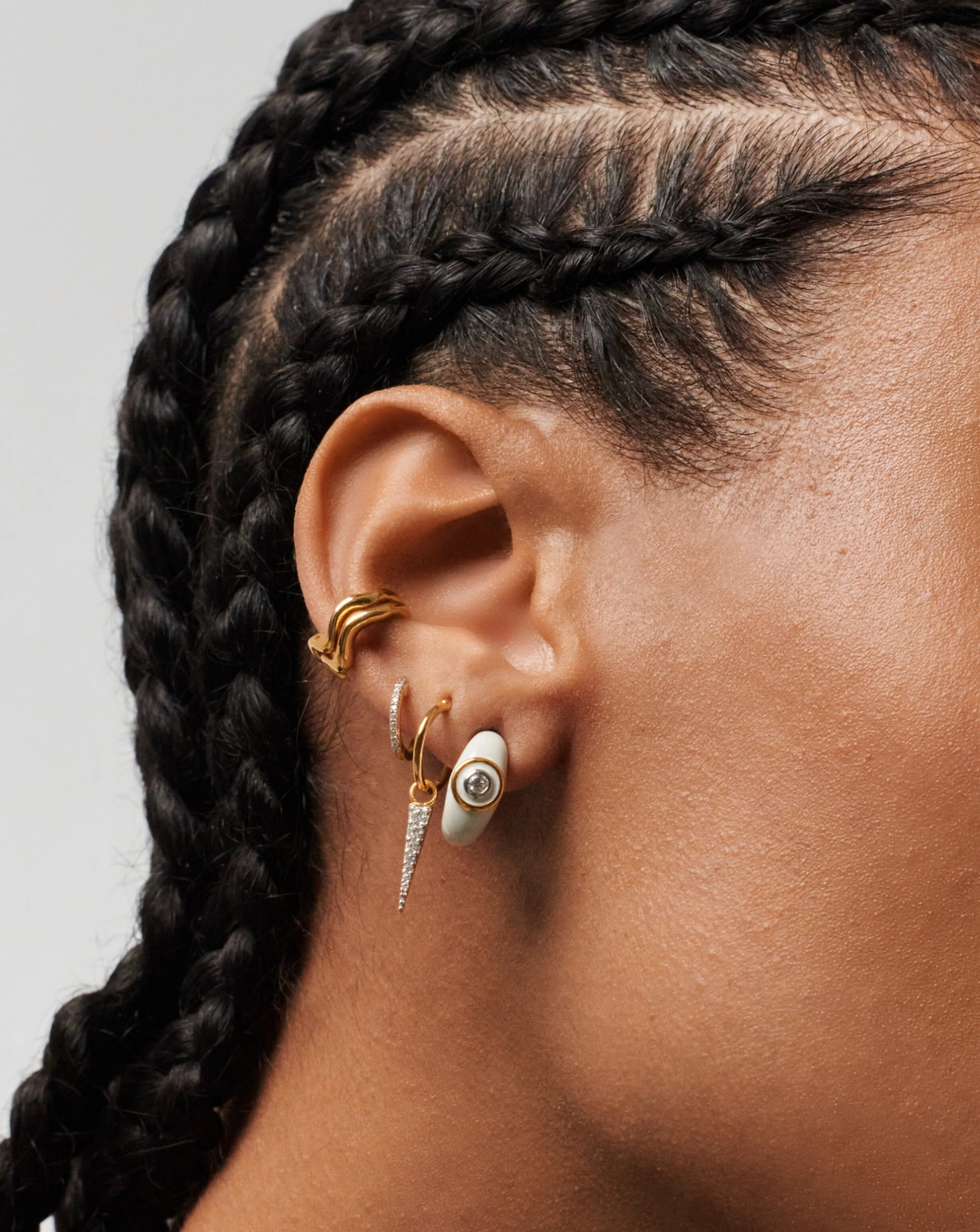 Enamel & Stone Dome Mini Hoop Earrings