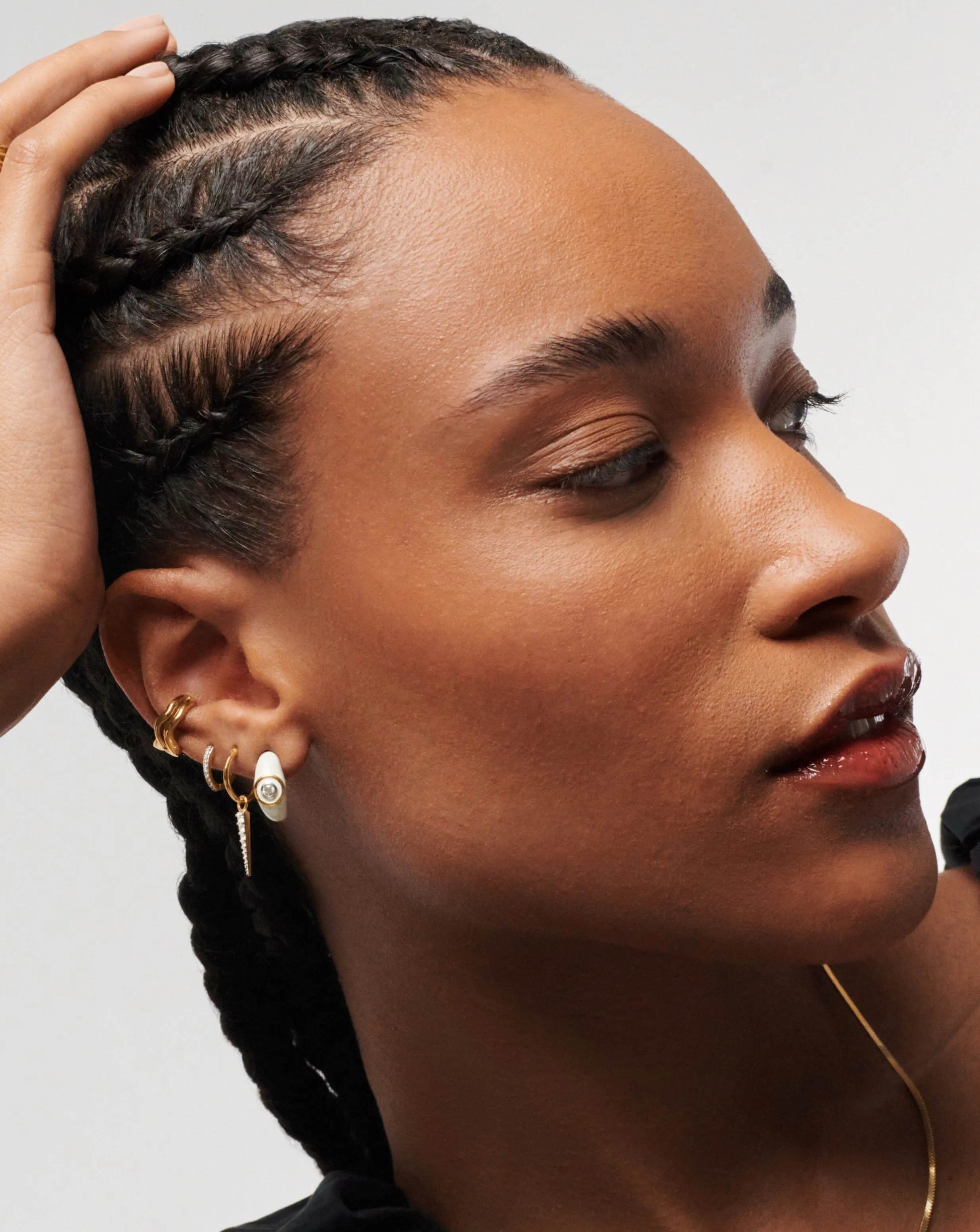 Enamel & Stone Dome Mini Hoop Earrings