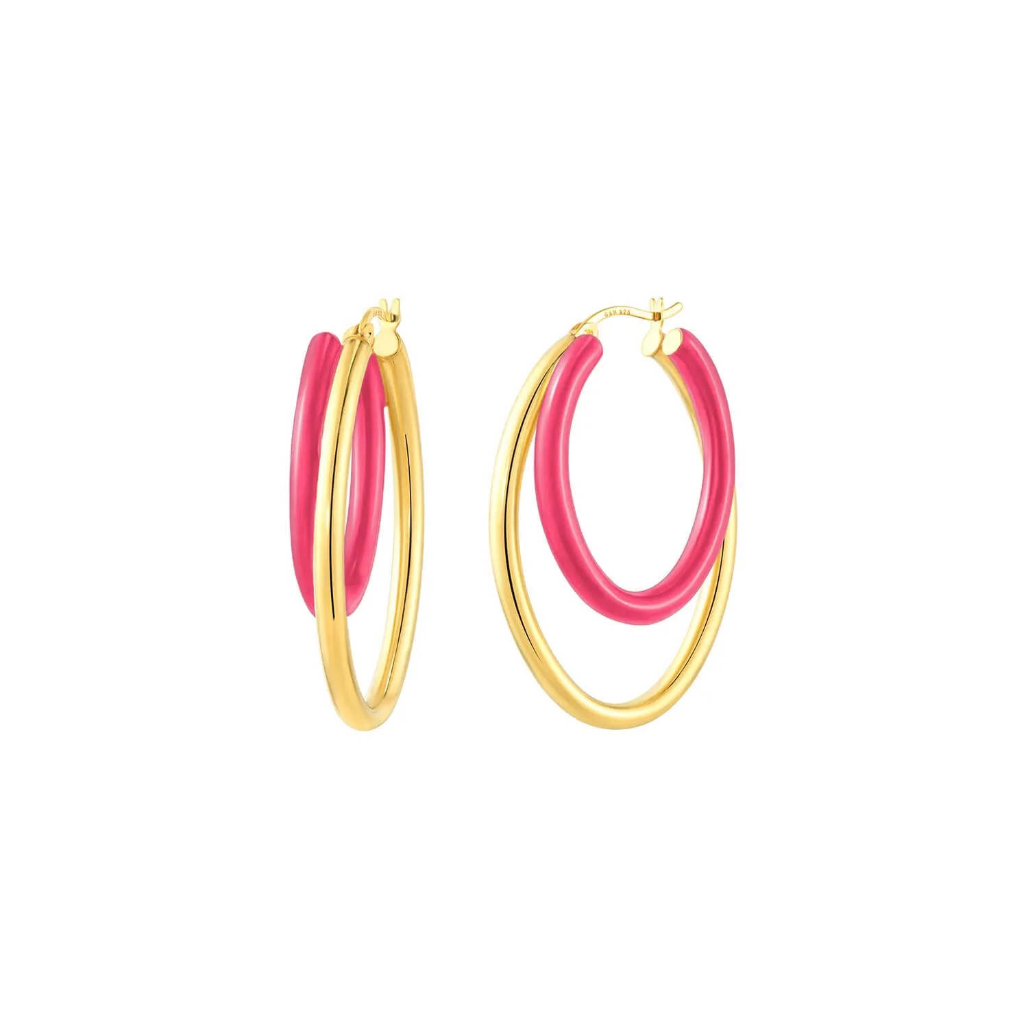 Enamel Double Oval Hoop Earrings