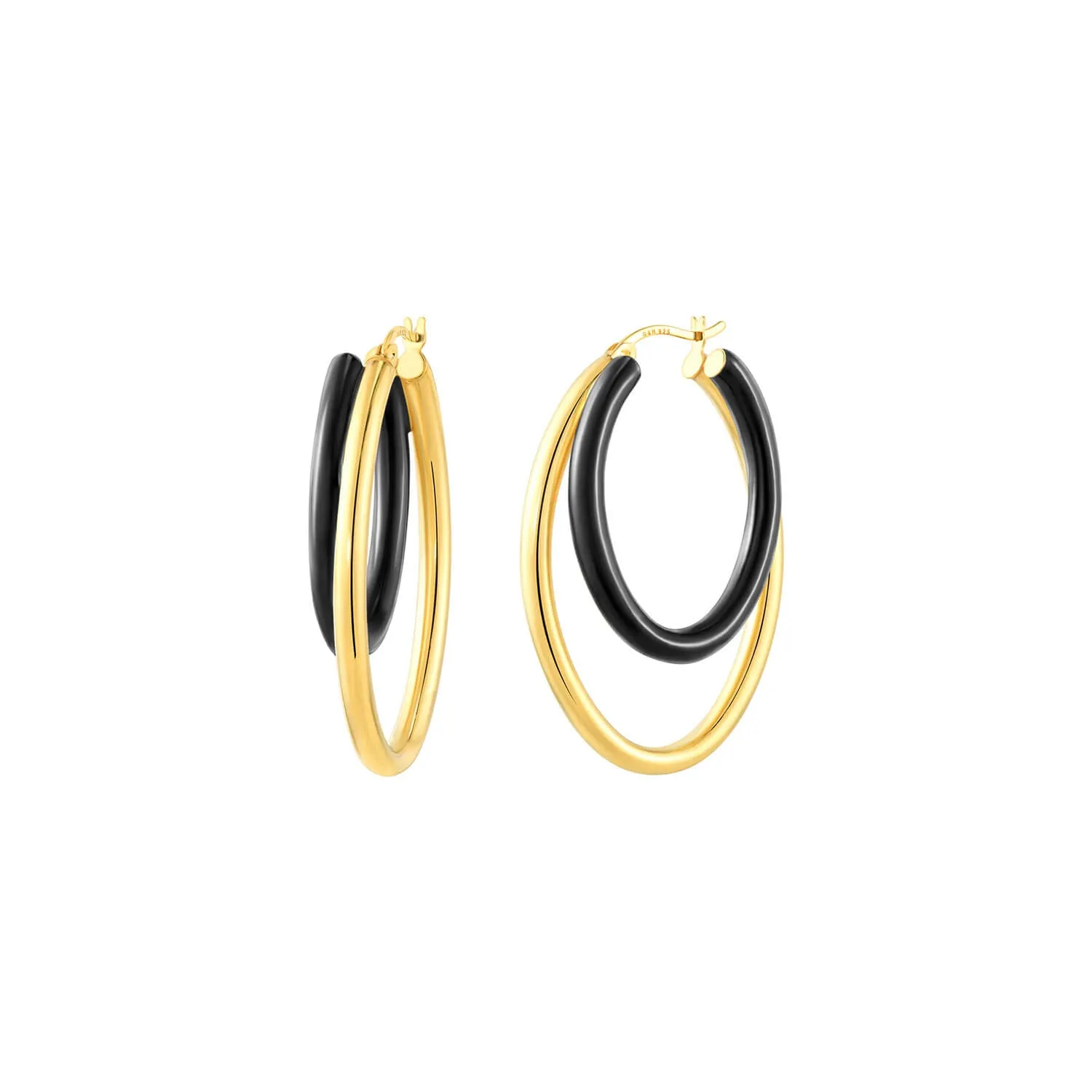 Enamel Double Oval Hoop Earrings