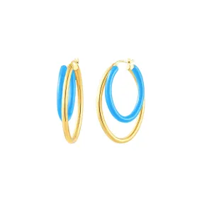 Enamel Double Oval Hoop Earrings