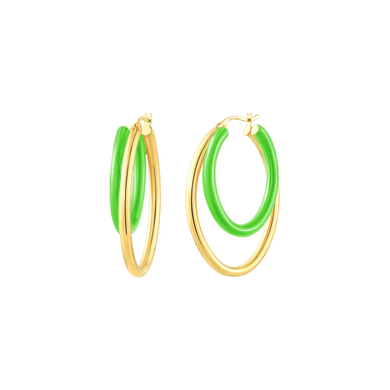 Enamel Double Oval Hoop Earrings