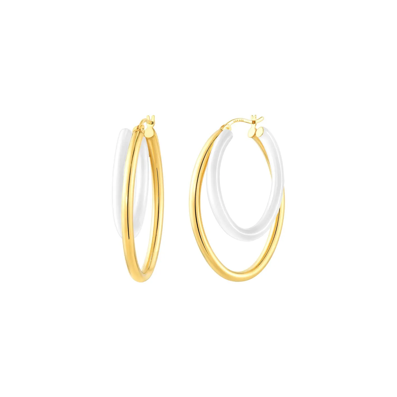 Enamel Double Oval Hoop Earrings