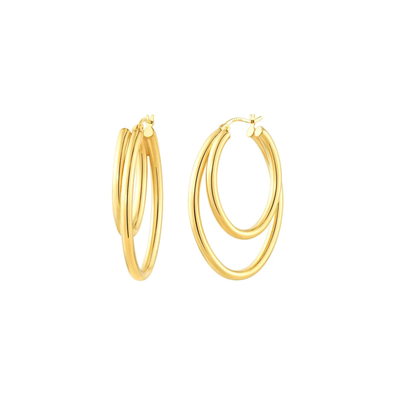 Enamel Double Oval Hoop Earrings