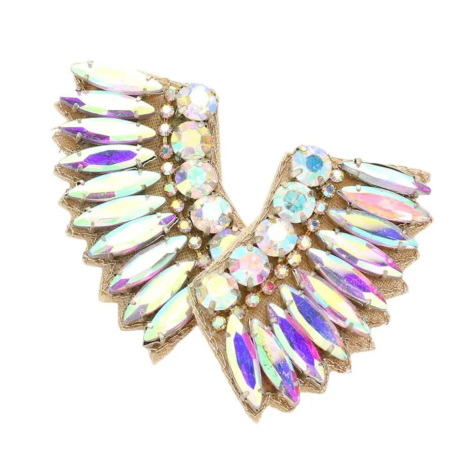 Felt Back Multi Stone Embellished Wing Earrings