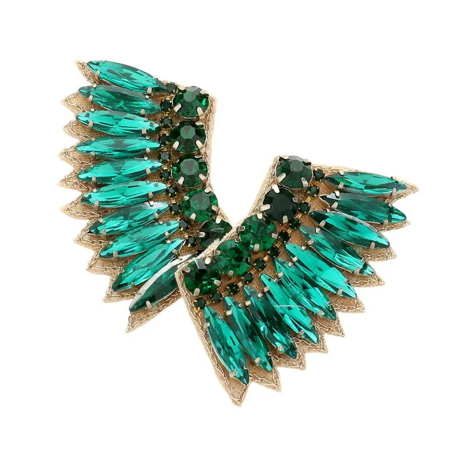 Felt Back Multi Stone Embellished Wing Earrings