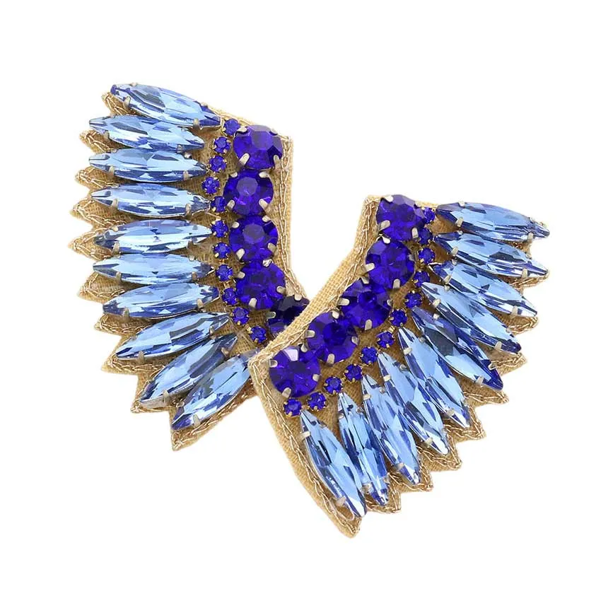 Felt Back Multi Stone Embellished Wing Earrings