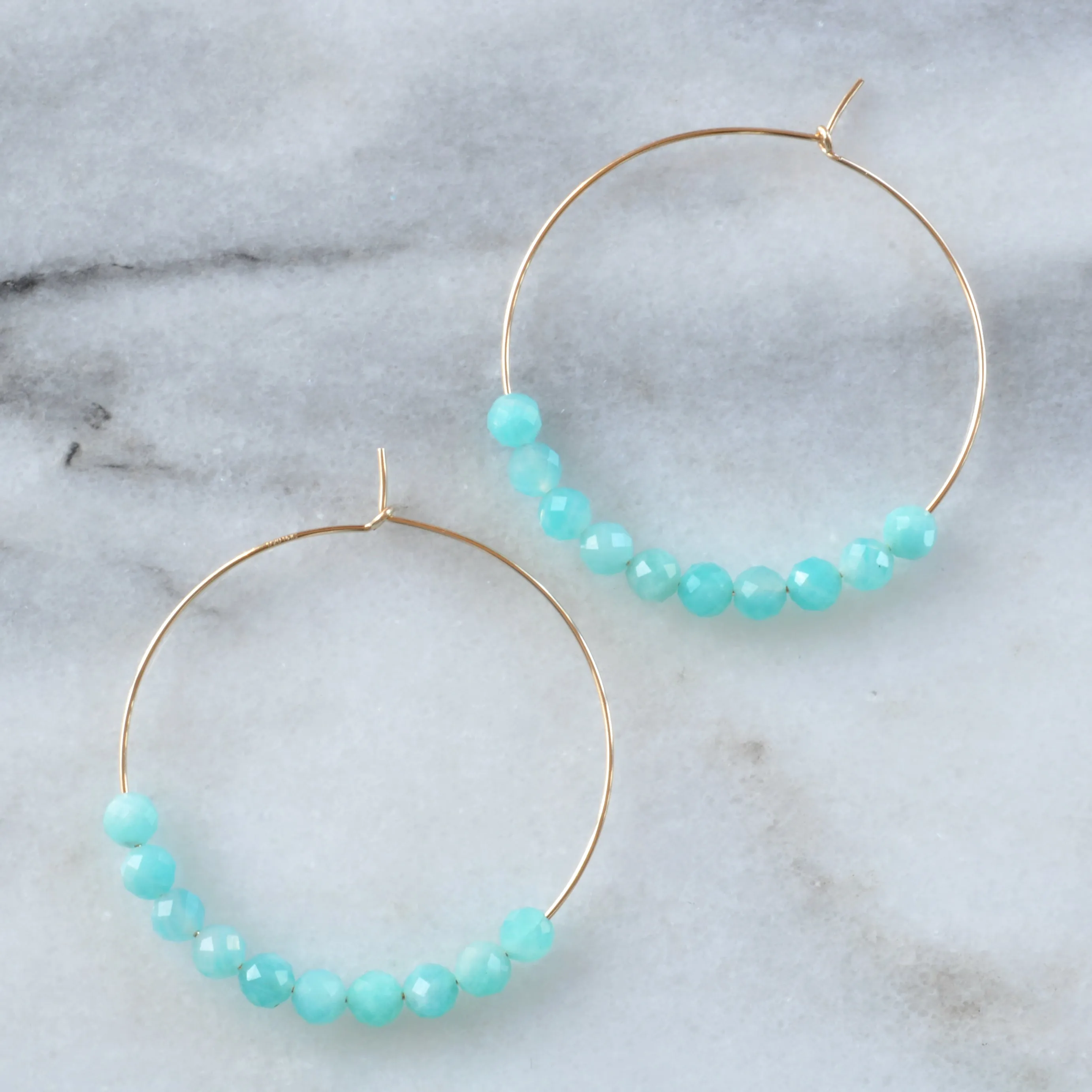 Gemstone 45mm Gold Filled Hoop Earrings